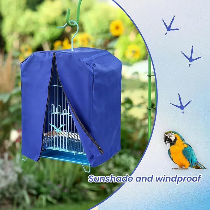 Bird Cage Cover for Night, Bird Cage Cover Shield, Black-Out Birdcage Cover, Good Night Windproof Light-Proof Cage Accessories for Parakeets Lovebirds Parrot (Only Covers, Blue)