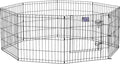 MidWest Homes for Pets Folding Metal Puppy / Dog Exercise Pen, Indoor/Outdoor Playpen with Secure Door, Provides 16 Sq Feet of Play Space, 24-Inches Tall, Black E-Coated