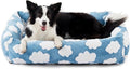 JOEJOY Cute Dog Bed Medium Size Dog, Rectangle Soft Furry Dog Beds for Large Medium Dogs, Washable Orthopedic Pet Bed with Removable Zipper Cover, Blue
