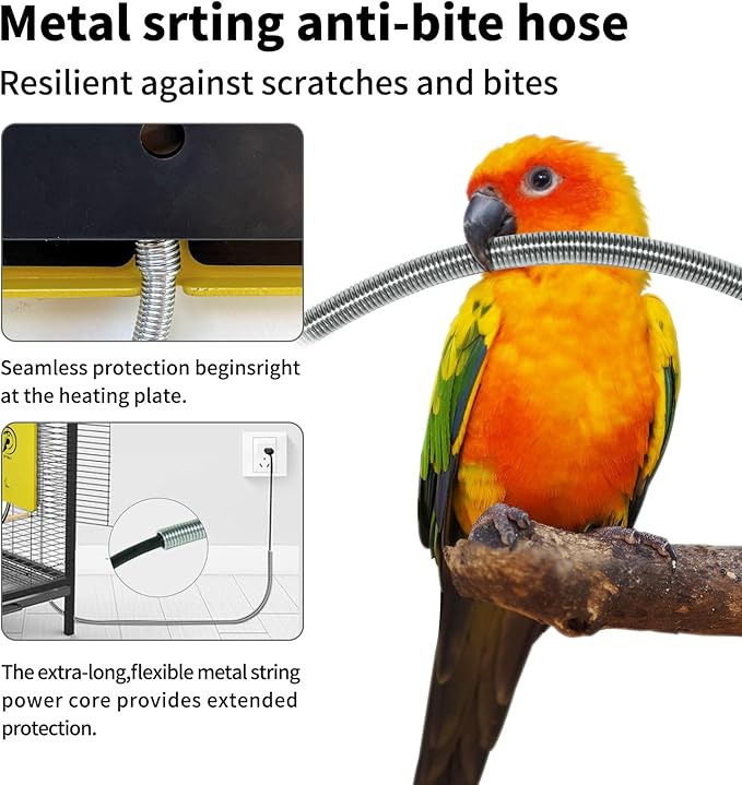 SYSAI Snuggle-Up Bird Warmer for Small Exotic Birds Like Parakeets or Cockatiels and Conure,104°F/113°F Adjustable, 4 X 6 Inches, Bird Heater for Cage