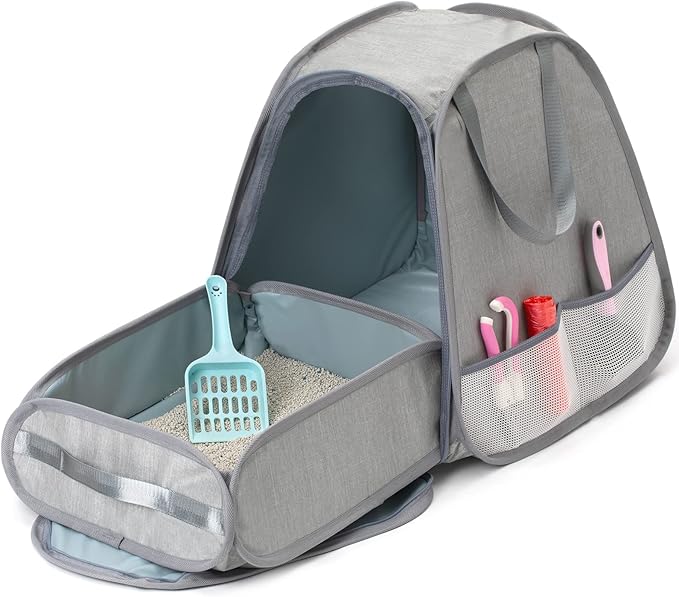 Collapsible Portable Cat Litter Box Standard for Travel Light Weight Leak-Proof，Sturdy，Prevent Litter Scatter Design Easy to Clean， Collapsible Travel Puppy Carrier，Portable Cat Playpen