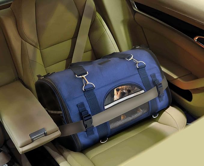6-in-1 Sturdy Pet Carrier Backpack, Front Pack, Shoulder Bag, Pet Hand Bag, Car Seat Crate, Soft-Sided pet Carrier, Small Dog & Cat Travel Carrier, Size Medium for Pets 14-16" Long