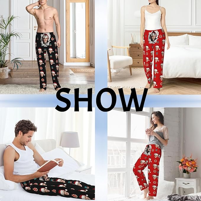 Custom Pajama Pants with Face customized PJ Pants Christmas Valentine gifts for Men Women