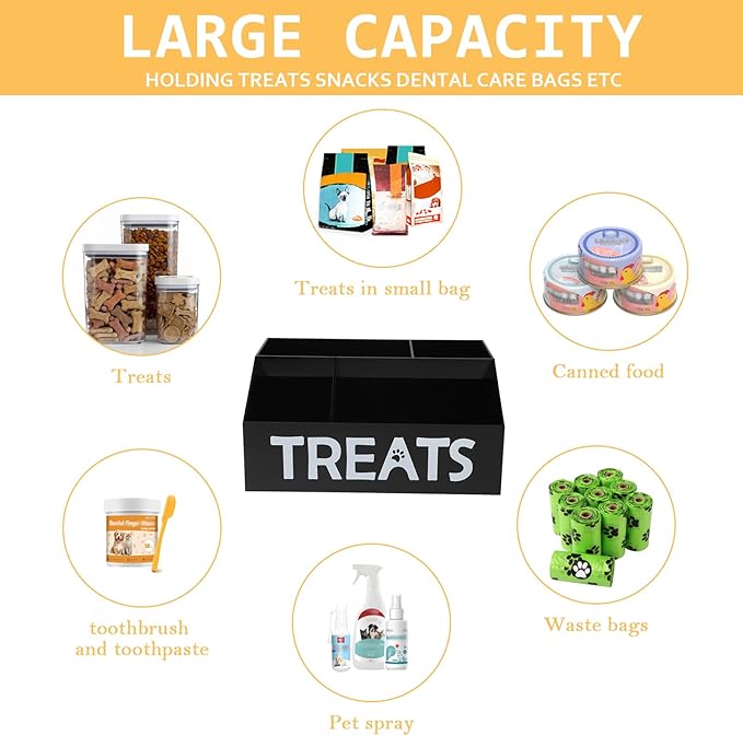Morezi Dog Food Organizers Storage cat Treat jar Organizer Great for organizing pet Dogs Cats Birds Animal Cookie Snack in Kitchen countertop Closet Black