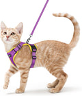 rabbitgoo Cat Harness and Leash for Walking, Escape Proof Soft Adjustable Vest Harnesses for Cats, Easy Control Breathable Reflective Strips Jacket, Purple&Yellow,S
