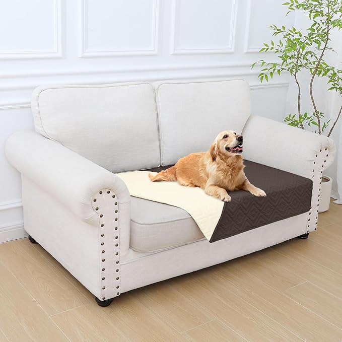hyha Waterproof Dog Blanket, Soft Dog Bed Cover Pet Blankets, Waterproof Sofa Couch Cover for Dogs Washable, Reversible Pet Couch Covers for Sofa Furniture (30x53 Inch, Chocolate/Beige)