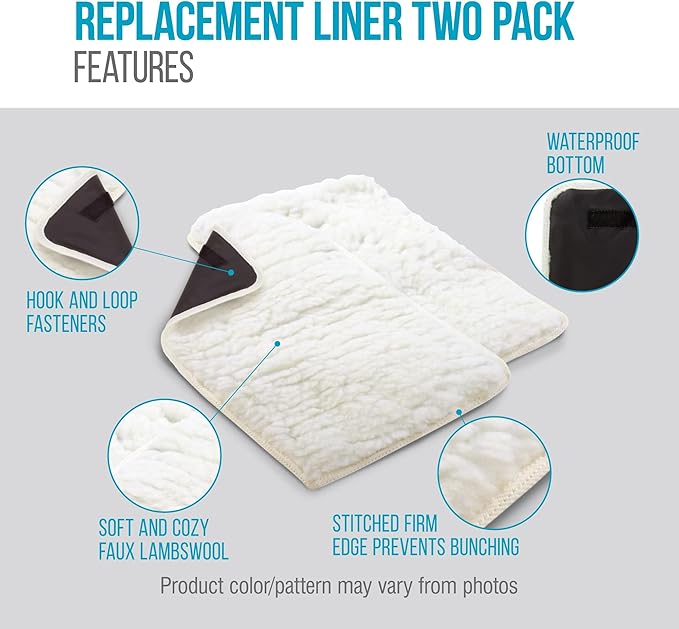 Sherpa Replacement Liners for Travel Pet Carriers - Soft Absorbent Cat & Dog Kennel Pad with Waterproof Backing, Machine Washable Crate Pads, 19x12.25in - 2 Pack, White, Large