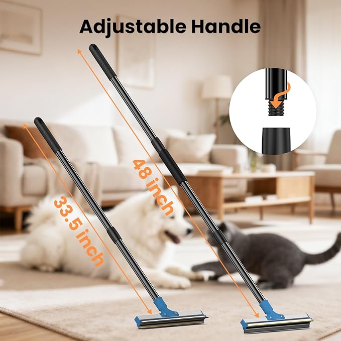 4-in-1 Pet Hair Removal Tool Set - Dual-Head Carpet Rake & Floor Scraper, Small Carpet Scraper, Pet Hair Glove, Matted Hair Rake for Dogs & Cats, Multi-Scene Pet Supplies for Sofa, Carpet, Floor,Blue