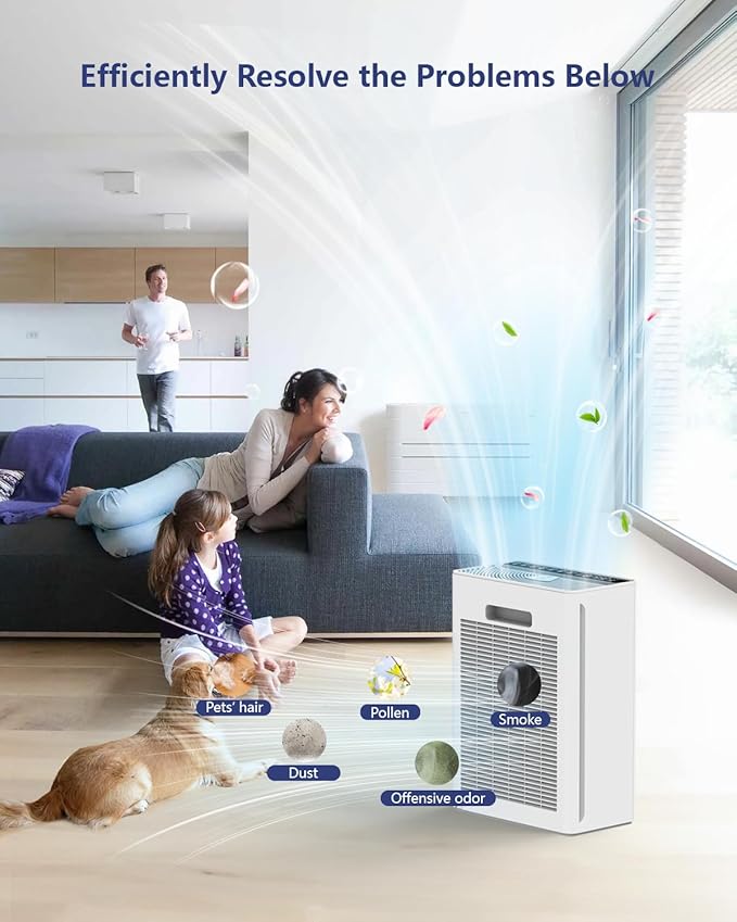 VEWIOR Air Purifiers For Home Large Room Up To 2200 sqft H13 HEPA Air Purifiers Filter With Fragrance Sponge Timer Washable Filter Cover,15 DB Quiet Air Cleaner For Pets Dander Smell Smoke Pollen