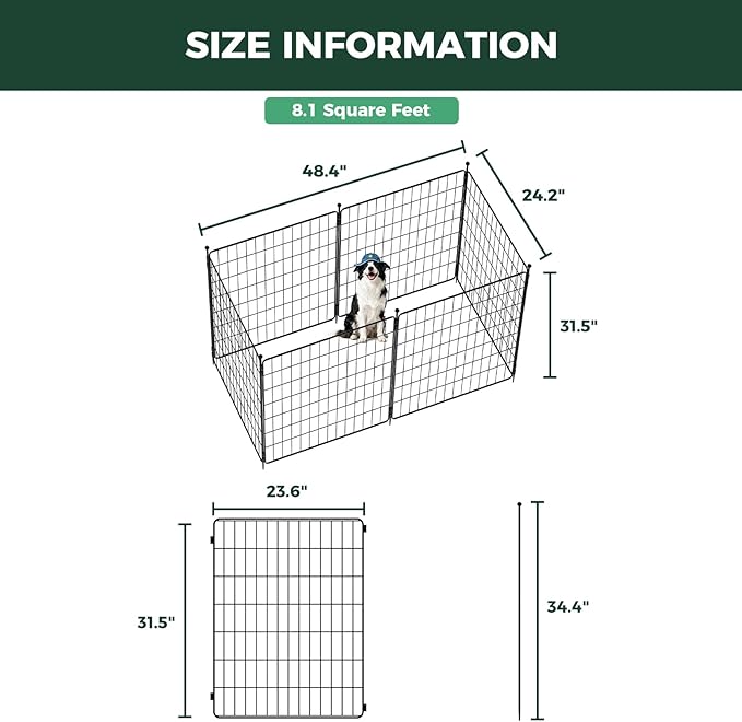FXW MiniPaws Unleashed Dog Playpen, Expandable & Portable Design for Yard, RV Camping and Indoor Use, for Small and Medium Dogs, 32-inch 6 Panels
