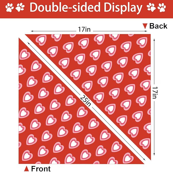Valentine's Day Dog Bandana, 2 Pack Adjustable Holiday Party Birthday Pets Valentine Day Bandana Mother's Day Triangle Bibs Cat Scarf Set