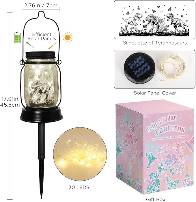 kyoryuger for Teens Boy Dinosaur Solar Lantern for Kids, Solar Lights Aesthetic Room Decor for Teen Girls Boys, Garden Decoration Outside for Yard, Patio,Backyard,Porch