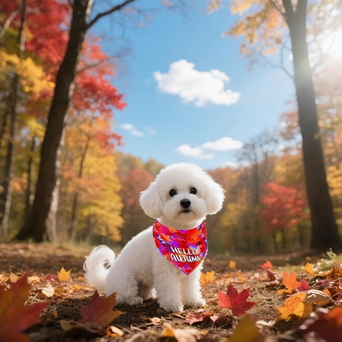 30 Pcs Fall Dog Bandanas Bulk for Small Dogs 18 Inch Stitch Edge Dog Bandanas Autumn Scarves for Puppy Cats Breed Grooming S