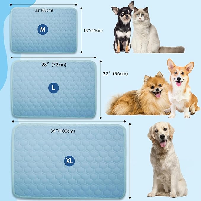 Dog Cooling Mat, 2025 Upgraded Cooling Blanket for Dogs, Washable Cool Mat for Dogs for Summer, Portable Pet Coolings Pad for Dogs & Cats Sleeping (28"x22" L Size, Grey)