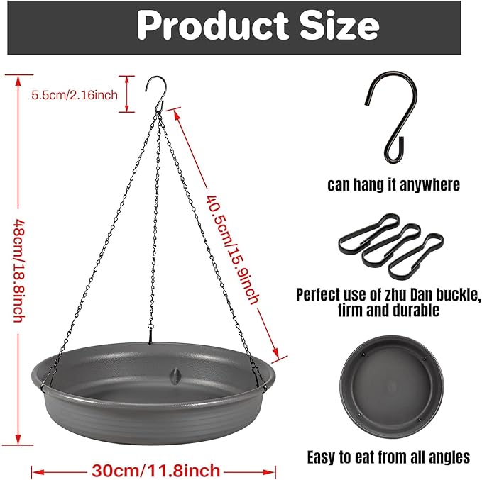 Hanging Bird Bath Hanging Bird-Feeder - CARGEN Garden BirdBath Tray Wildlife Feeder Plate Water Bowl or Water Bowl for Outdoors Garden Patio Decoration