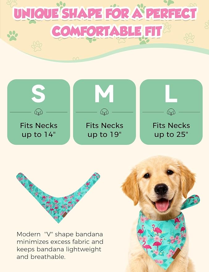Luxury Double-Layer Dog Birthday Bandana – Handmade, Silk-Soft Polyester for All Dog Sizes | Birthday & Party Outfit | Gift-Ready Pet Accessory(Blue Flamingo, Small)