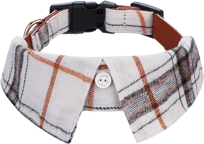 Faleela Cotton Plaid Shirt Style Dog Collar Soft Cute,Boy Dog Collar with Quick-Release Buckle,Adjustable Bow Tie Collar for Small Medium Large Dogs