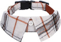 Faleela Cotton Plaid Shirt Style Dog Collar Soft Cute,Boy Dog Collar with Quick-Release Buckle,Adjustable Bow Tie Collar for Small Medium Large Dogs