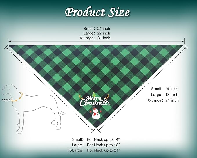 Christmas Dog Bandanas 2PCS-Small,Classic Plaid Triangle Holiday Scarf with Santa and Snowman Prints,Winter Pet Outfit for Boys and Girls,Red Green Plaid Dog Costume for Small Dogs and Cats