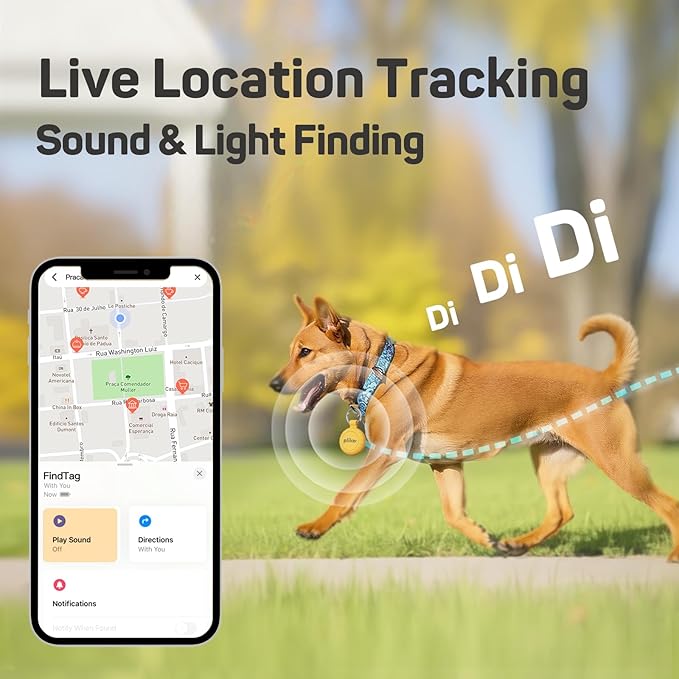 Plike Smart Pet Tracker for Apple Find My (iOS only), Dog Tracker Tag with Silicone Cover, Scan QR for Instant Location Alerts, No Monthly Fee, Anti-Lost Tracker for Dogs & Cats