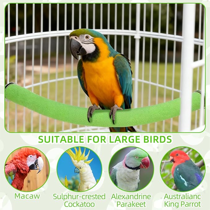 Rypet Parrot Perch Stand Toy Used for Cage Corner for Paw Grinding Clean Stick Exercise, Rough-Surfaced Quartz Bird Perch Standing Cage Accessorie for for Small Parakeets Cockatiel Conures (Green XL)