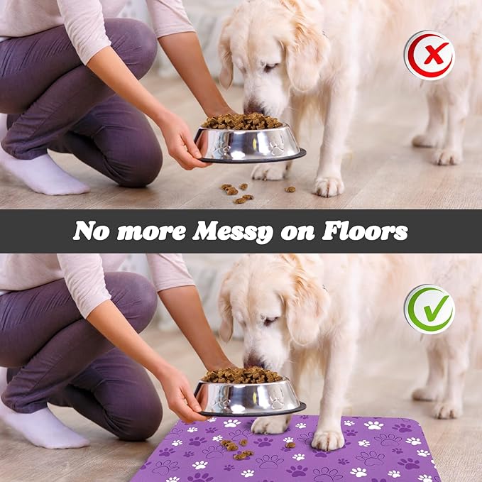 Dog Food Mat, Absorbent Water Bowl Mats Cat Pet Feeding Placemats 17 * 30 inch