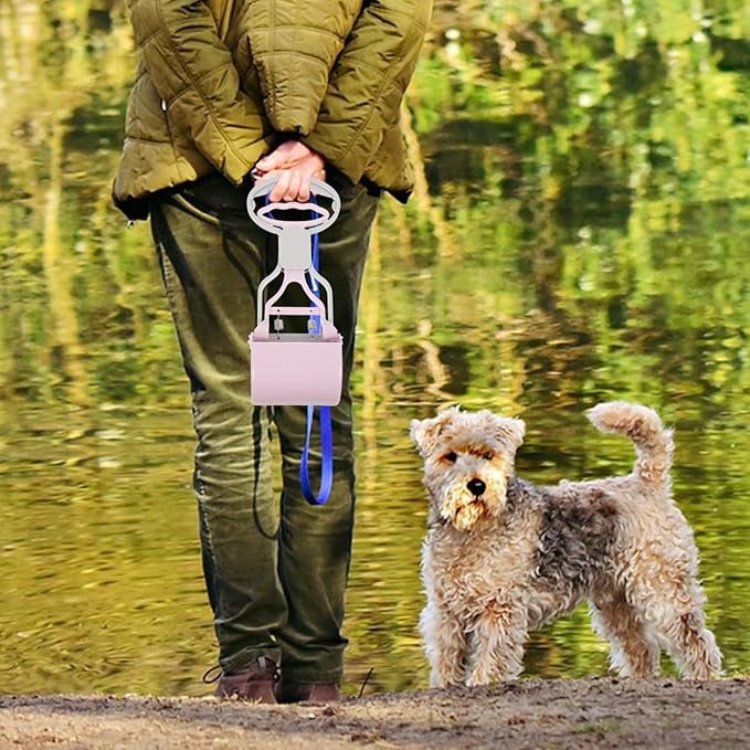 Heavy Duty Portable Poop Picker with Long Handle, Foldable Pet Waste Grabber for Walking and Outdoor Use, Lavender Color Cleaning Tool for Puppies and Adult Dogs