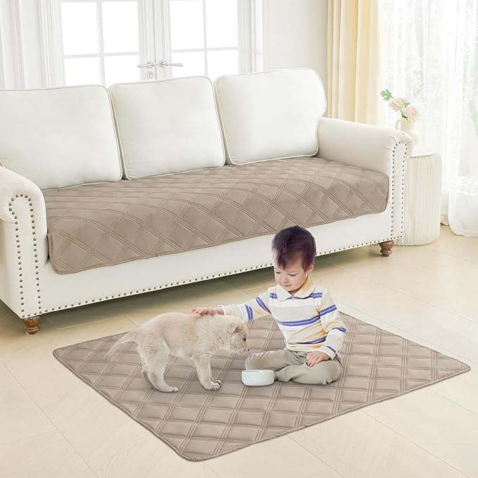 Smiry Waterproof Dog Bed Cover Blanket 40x70, Soft Reversible Pet Blanket, Washable Leakproof Cats Dogs Couch Cover for Sofa, Couch, Furniture, Taupe/Taupe