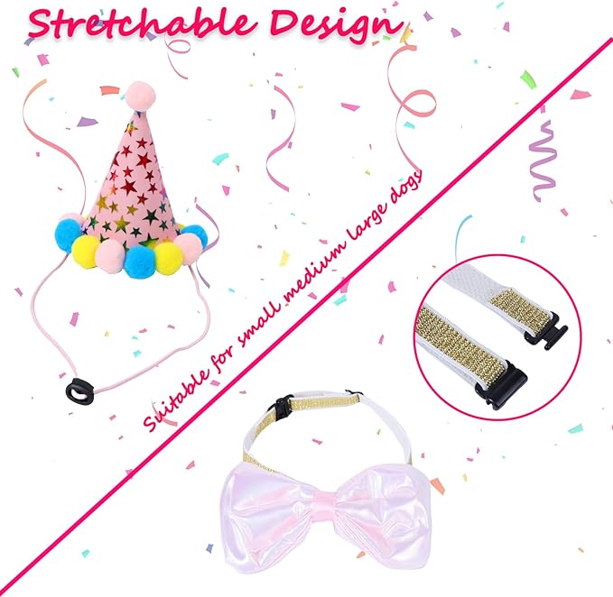 Happy Girl Dog Puppy Doggy Pet Birthday Burthday Party Supplies Hat Bandana Decorations Lets Pawty Banner Decor Dog Bowtie Gifts Outfit Stuff Accessories for Small Medium Large Dogs