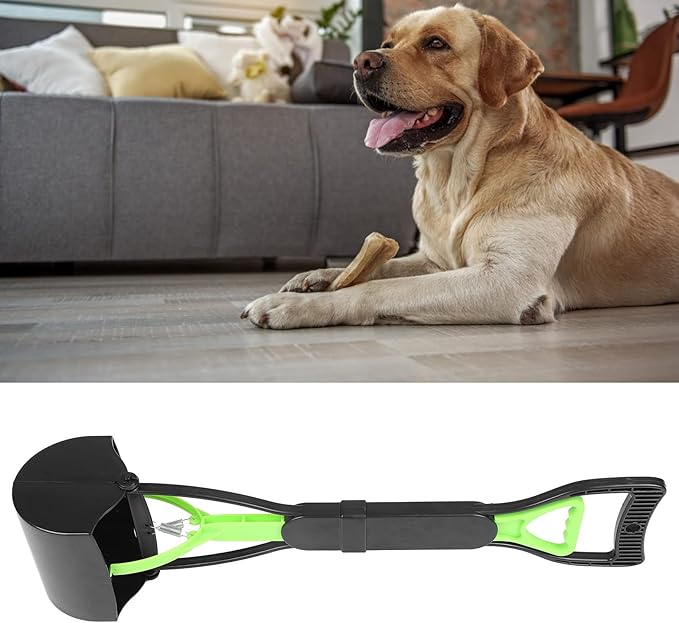 Pet Pooper Scooper, Long Handle Folding Poop Scoop, Stable Jaw Scoop Easy for Small Pet Poop, Pick Up Animal Waste Dog Puppy Cat Waste Picker Cleaning Tools Outdoor Dog Pooper Scooper(green+black)