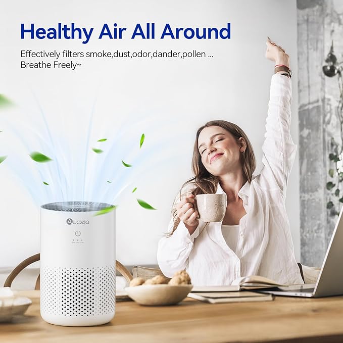 Air Purifiers for Bedroom Home with H13 True HEPA Filter, 20dB Quiet Air Cleaner for Pets Hair Dander Odor, Smoke Dust Pollen, Aromatherapy Function, White