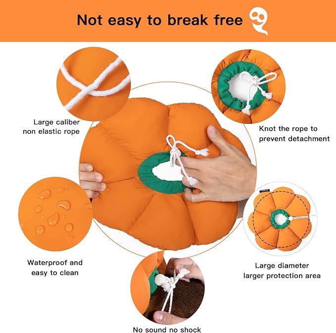 Cat Cone Collar,Cute Waterproof Recovery Collar,Anti-Bite Lick Wound Healing Safety Elizabethan e Collar for Cats,Orange Pumpkin Cat Halloween Costume