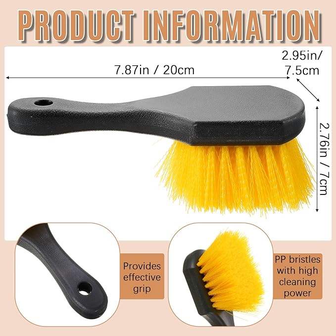 2 Pcs Bird Bath Cleaning Brush Hard Bristle Stiff Bristle Brush with Plastic Handle Utility Scrub for Bird Feeder Bath Accessories Fountain Outdoor Cleaning(Yellow)