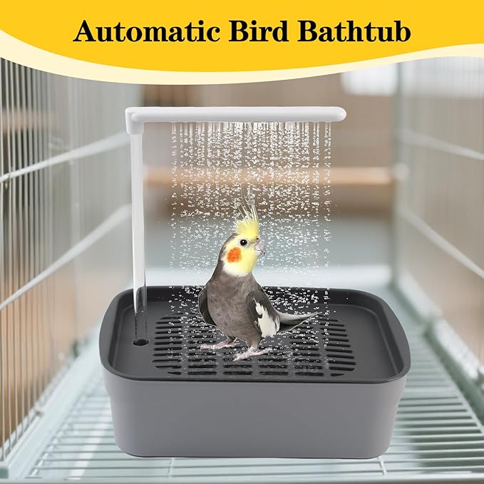 Automatic Parakeet Bath,Parrot Shower Fountain with USB Power Plug Indoor Bird Bath Circulating Water Electric Pet Bird Shower Pump for Cockatiel Lovebird Conure Budgie