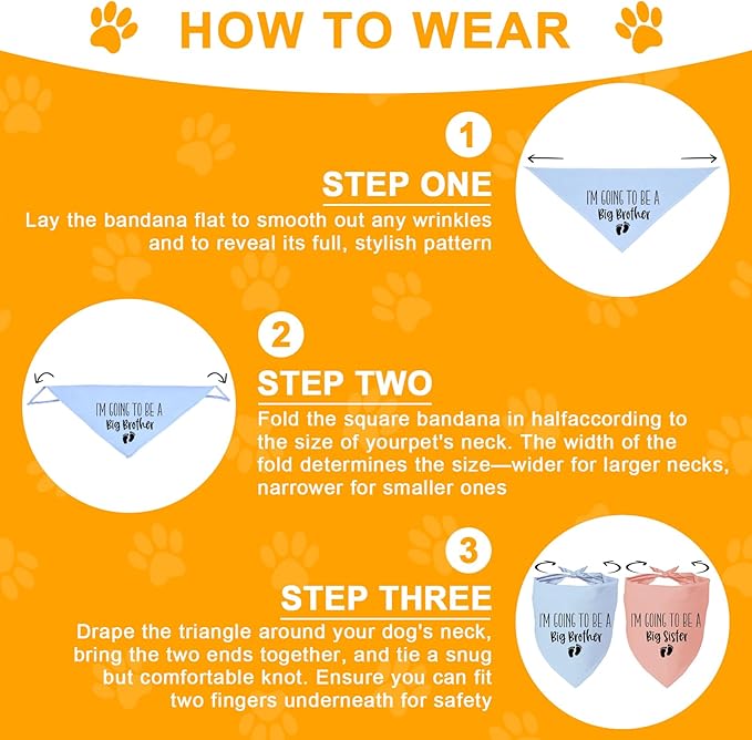 2 Pack Dog Bandana Pregnancy Announcement, I'm Going to Be a Big Brother Gender Reveal Puppy Dog Scarf Accessories, Adjustable Pet Bandana Scarf for Small Medium Large Dogs