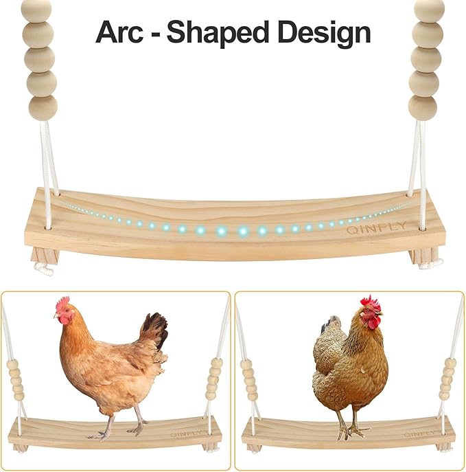 Arc-Shaped Chicken Swing Perch Enrichment Toys Handmade,Chicken Accessories for Chicken Coop Decor,Run,Playground Must Haves,Essentials Supplies for Real Chickens,Hens