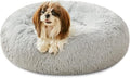 WESTERN HOME WH Calming Dog & Cat Bed, Round Soft Anti-Anxiety Donut Cuddler Warming Cozy Fluffy Faux Fur Plush Cushion Bed for Small Medium Dogs and Cats (20"/24"/27"/30"), Smoke Grey