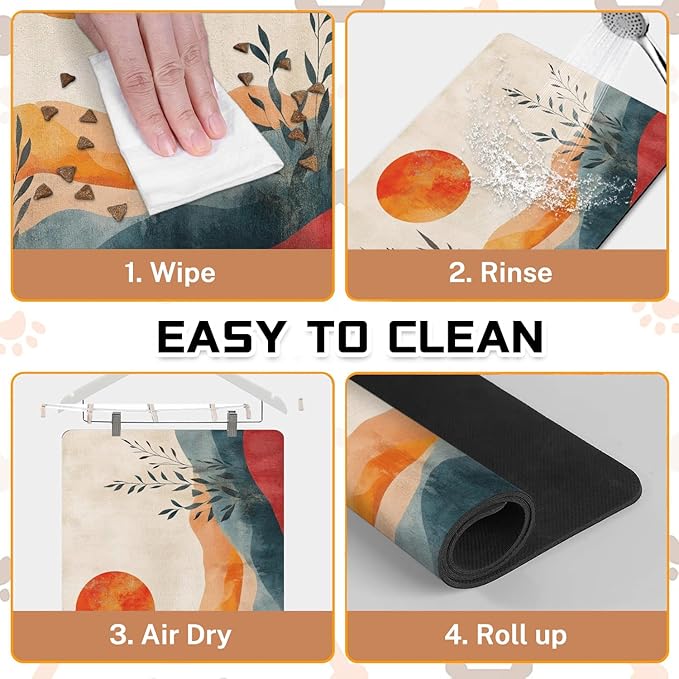 Absorbent Pet Dog Bowl Mat for Food and Water, Pet Cat Food Feeding Mat with Non Slip Rubber Backing, Dog Food Mats for Floors Waterproof, 24"x32"
