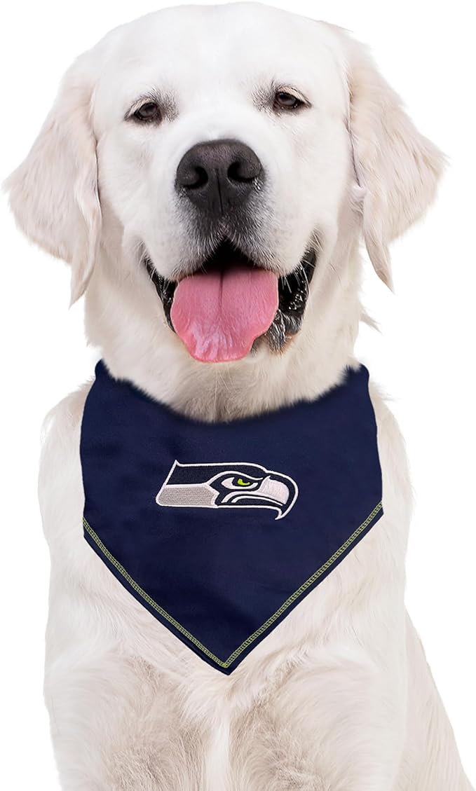 NFL Seattle Seahawks TIE Bandana, Large/X-Large. Dog Bandana Scarf Bib for Pet Cat Dog. The Ultimate Game-Day, Party Bandana