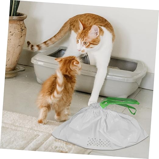 7pcs Cat Litter Filter Bags Easy to Use Pet Waste Pick-up Supplies for Litter Box Sturdy Material White Dimensions