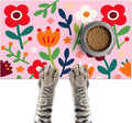 Pet Feedings Mats 20x12 inch Floral Print Pet Bowl Placemat Non Slip Mat for Cat and Dog Food and Water Indoor Pet Feeding Station Colorful Meal Mat for Small Pets Kitchen Floor Use