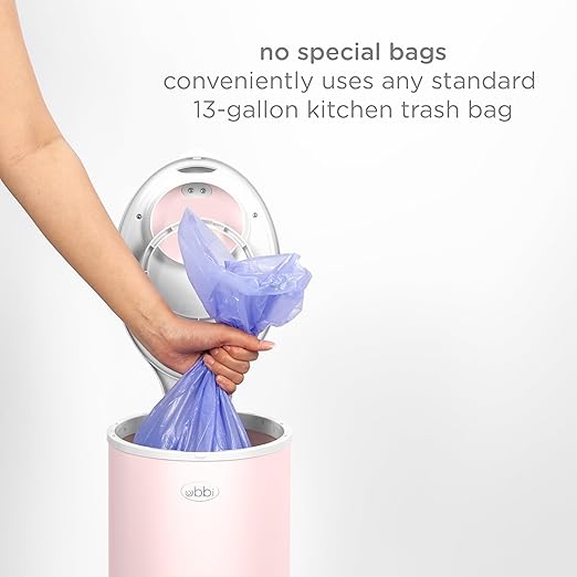 Ubbi Steel Diaper Pail, Odor Locking, No Special Bag Required, Award-Winning, Registry Must-Have, Blush Pink