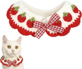 Cat Collar Breakaway, Kitten Collar with Cute Bow Tie Strawberry Pattern Comfortable for Kitty and Small Puppies, Bandana Fits Neck 2-3 Inches (White)