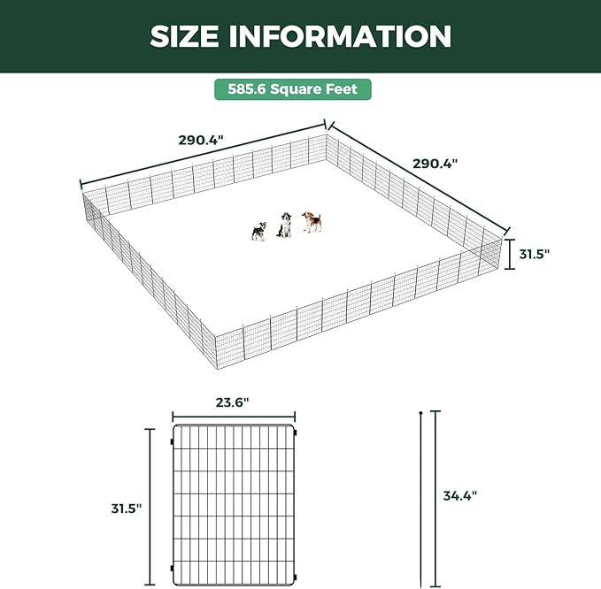 FXW MiniPaws Unleashed Dog Playpen, Expandable & Portable Design for Yard, RV Camping and Indoor Use, for Small and Medium Dogs, 32-inch 48 Panels
