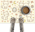Cute Sweet Cat Food Mat for Dog Food Mat Food and Water Bowl Pet Feeding Bowl Mats for Pet Feeding Areas Easy Clean Fast Dry Feedings Pad Cats, Kittens & Small Dogs 24" x 16"