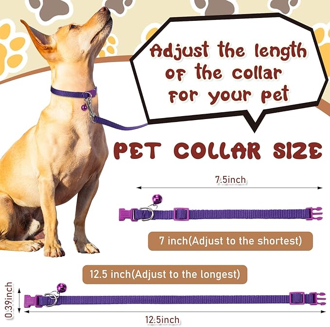 Amylove 48 Pcs Dog Collar and Leash Set, Polypropylene Adjustable Puppy Collars for Medium Dogs Small Pet Puppy Walking Training with Hook and Buckle(Multicolor,Solid Pattern)
