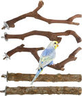 5 PCS Wood Bird Perches, Natural Grape Wood Branches with Mounts, Bird Stand and Paw Grinding Accessories, Cage Perches for Parakeet, Cockatiel, Conure, Budgie