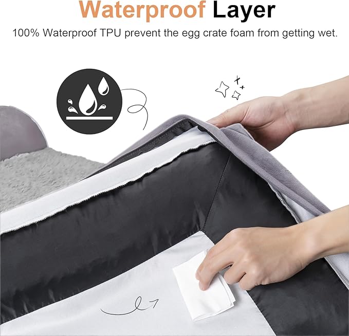 Large Dog Bed Orthopedic Washable: Beds Bolster XL Bed Medium Large Dogs Egg Crate Foam Couch Sofa Waterproof with Removable Cover - Purple