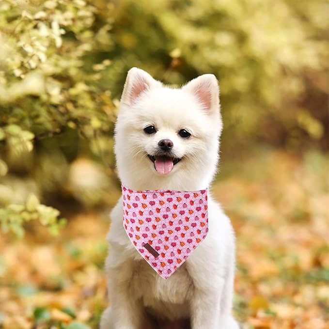 Halloween Pumpkin Dog Bandana, Halloween Triangle Bid Scarf with Pumpkin Pattern, Cotton Pet Kerchief for Girl Boy Dogs or Cats, Cute Puppy Bandana Fancy for Dogs