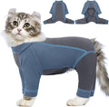 SUNFURA Hair Sticky Cat Clothes, Cat Sweater for Cats Only, 4-Legged Fleece Sweaters Kitten Pajamas Reduce Shedding Fur, Warm Pullover Shirts for Cats, Blue S